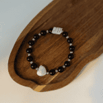 Bransoletka Czarny Turmalin Perła Hematyt Srebrny