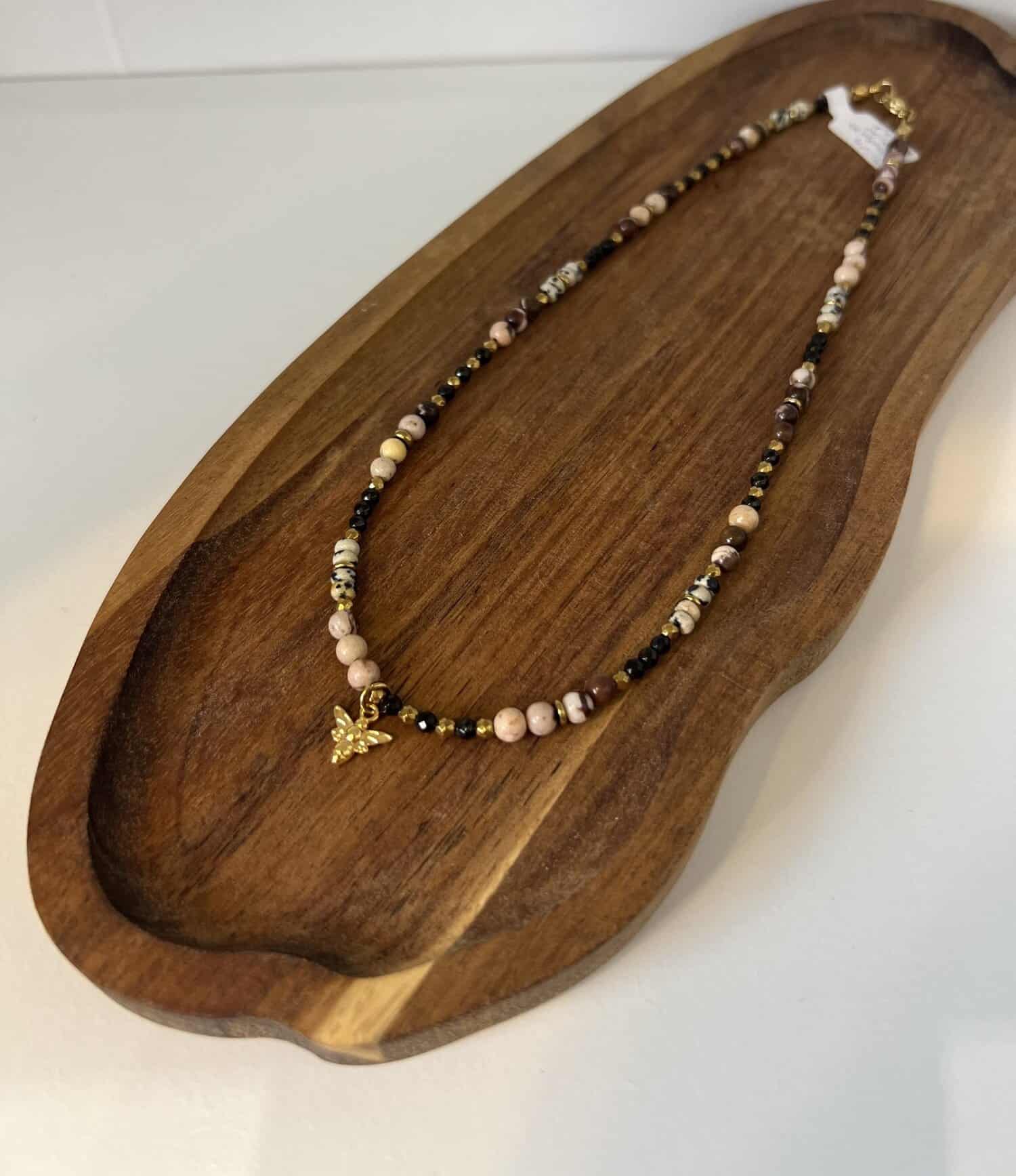 Naszyjnik Mix Jaspisów z Hematytem Pszczółka - obrazek 2