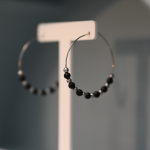 Kolczyki czarny Turmalin Stal Szlachetna