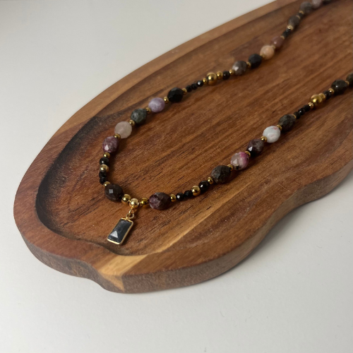 Naszyjnik Kolorowe Turmaliny Szafir Hematyt - obrazek 3
