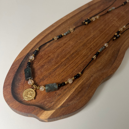 Naszyjnik Agat Cytryn Szmaragd Hematyt