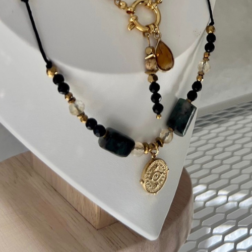 Naszyjnik Agat Cytryn Szmaragd Hematyt - obrazek 3