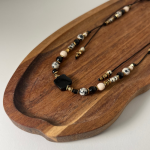 Naszyjnik Turmalin Jaspis Dalmatyński Kamień Rzeczny Hematyt