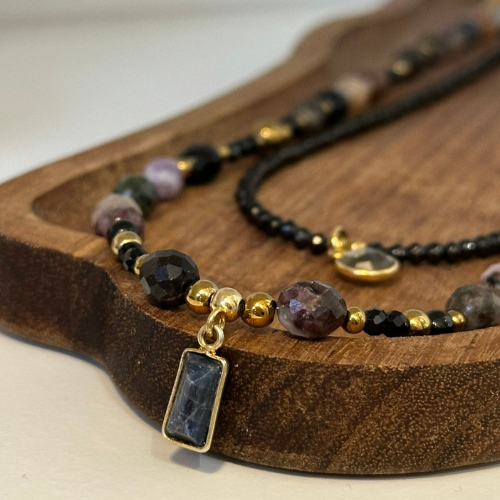 Naszyjnik Kolorowe Turmaliny Szafir Hematyt