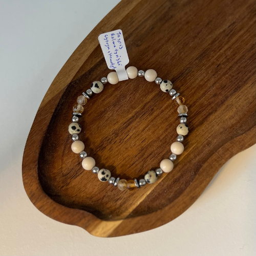 Bransoletka Kamień Rzeczny Jaspis Dalmatyński Cytryn Hematyt