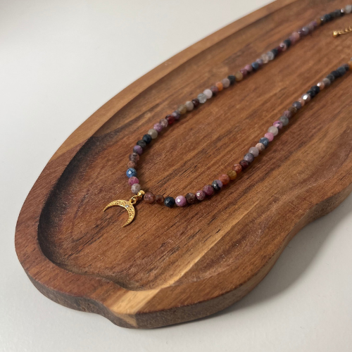 Naszyjnik Szafir Rubin Księżyc