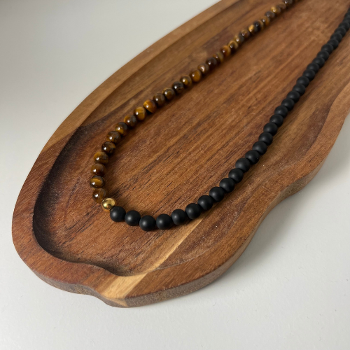 Naszyjnik Męski Onyks Tygrysie Oko Hematyt