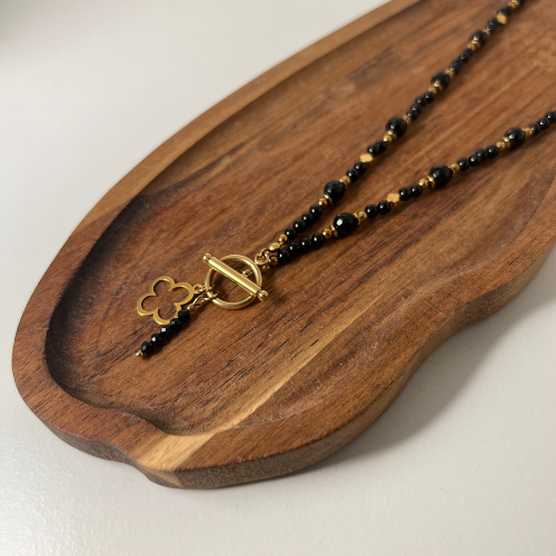 Naszyjnik Czarny Turmalin Koniczyna