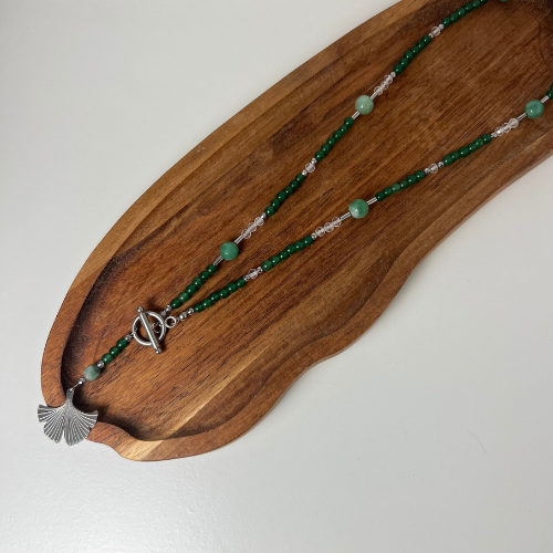 Naszyjnik Awenturyn Jadeit Kryształ Górski Hematyt Liść - obrazek 3