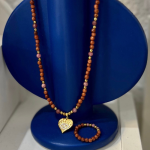 Komplet Turmalin Różowy Piasek Pustyni Naszyjnik Pierścionek